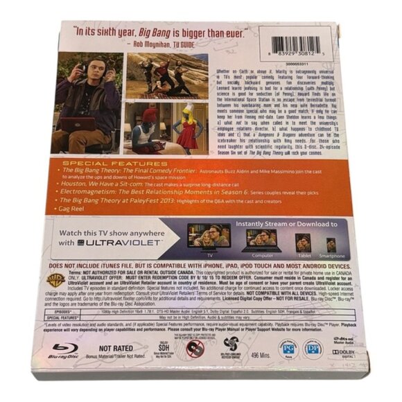 The Big Bang Theory Complete Season 6 Blu-ray DVD 3-Disc Set Ultraviolet Comedy - Picture 2 of 16